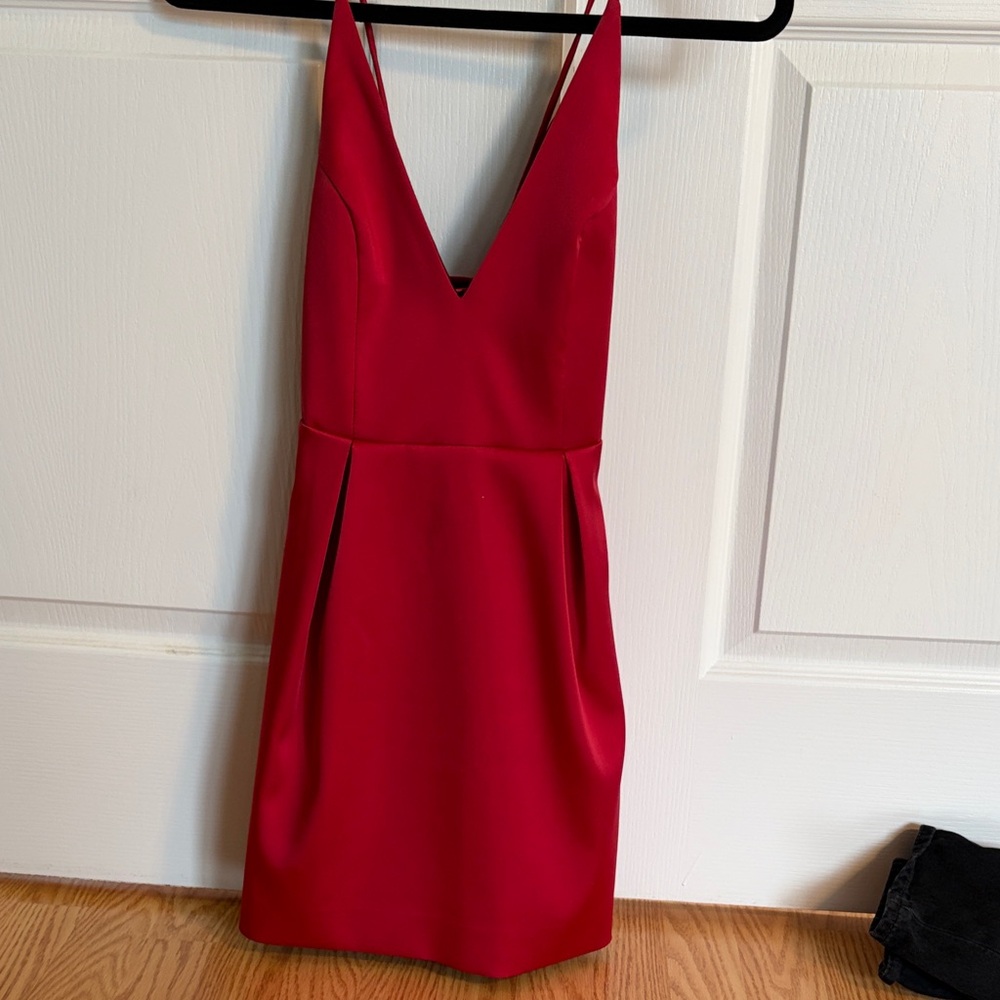 Red V-Neck Topshop petite Dress